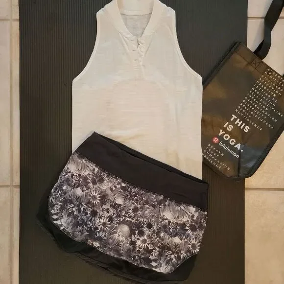 White Sleeveless Top and Black Floral Skirt - Picture 1 of 6